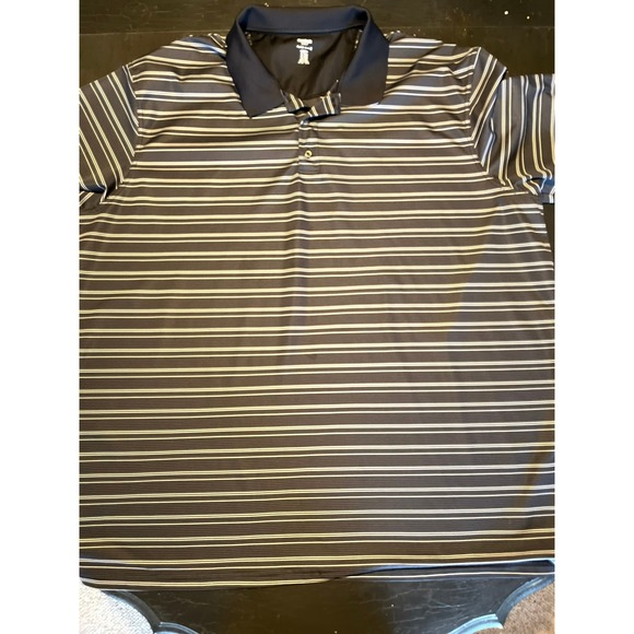 Reebok Other - Reebok Golf Mens Polo Shirt 5XL Black White Stripe Play Dry Short Sleeve